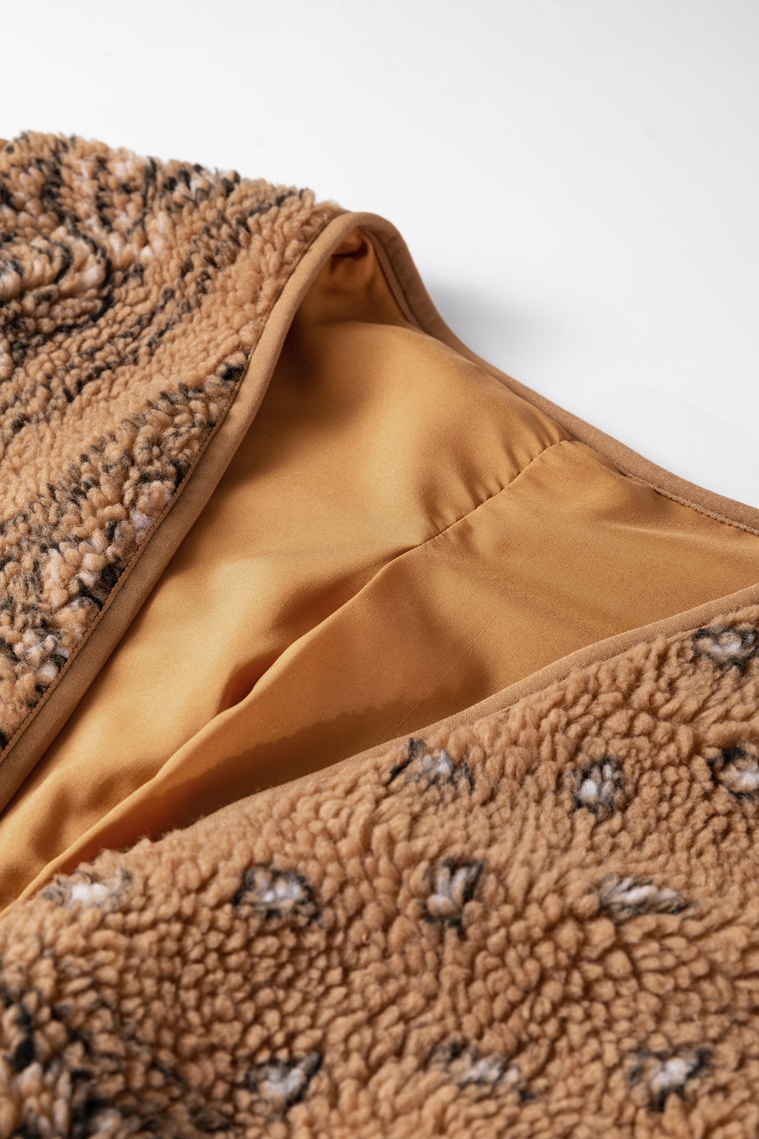 Brown Sherpa Paisley Print Pocketed Western Fashion Vest Jacket - Cowaa