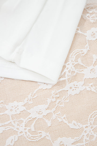 White Sheer Lace Frilly Ruffles High Low Long Skirt - Cowaa