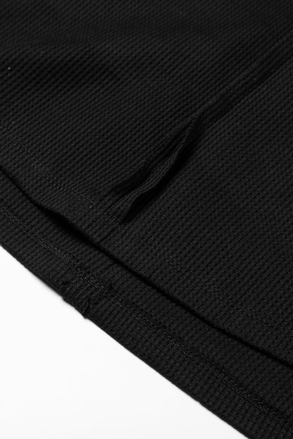 Crinkle Patchwork Long Sleeve Top - Cowaa