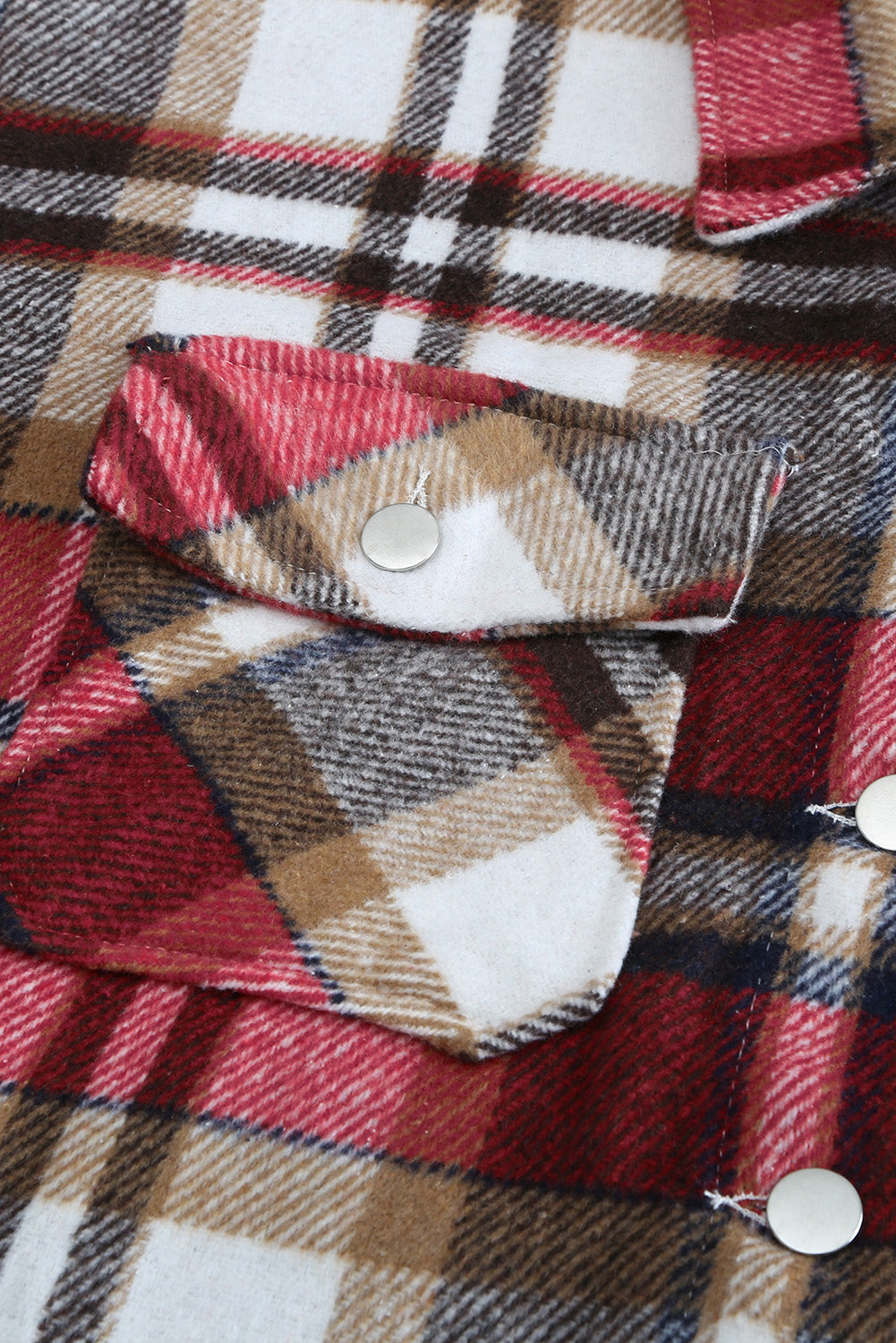 Plaid Button Front Pocket Shirt Shacket - Cowaa