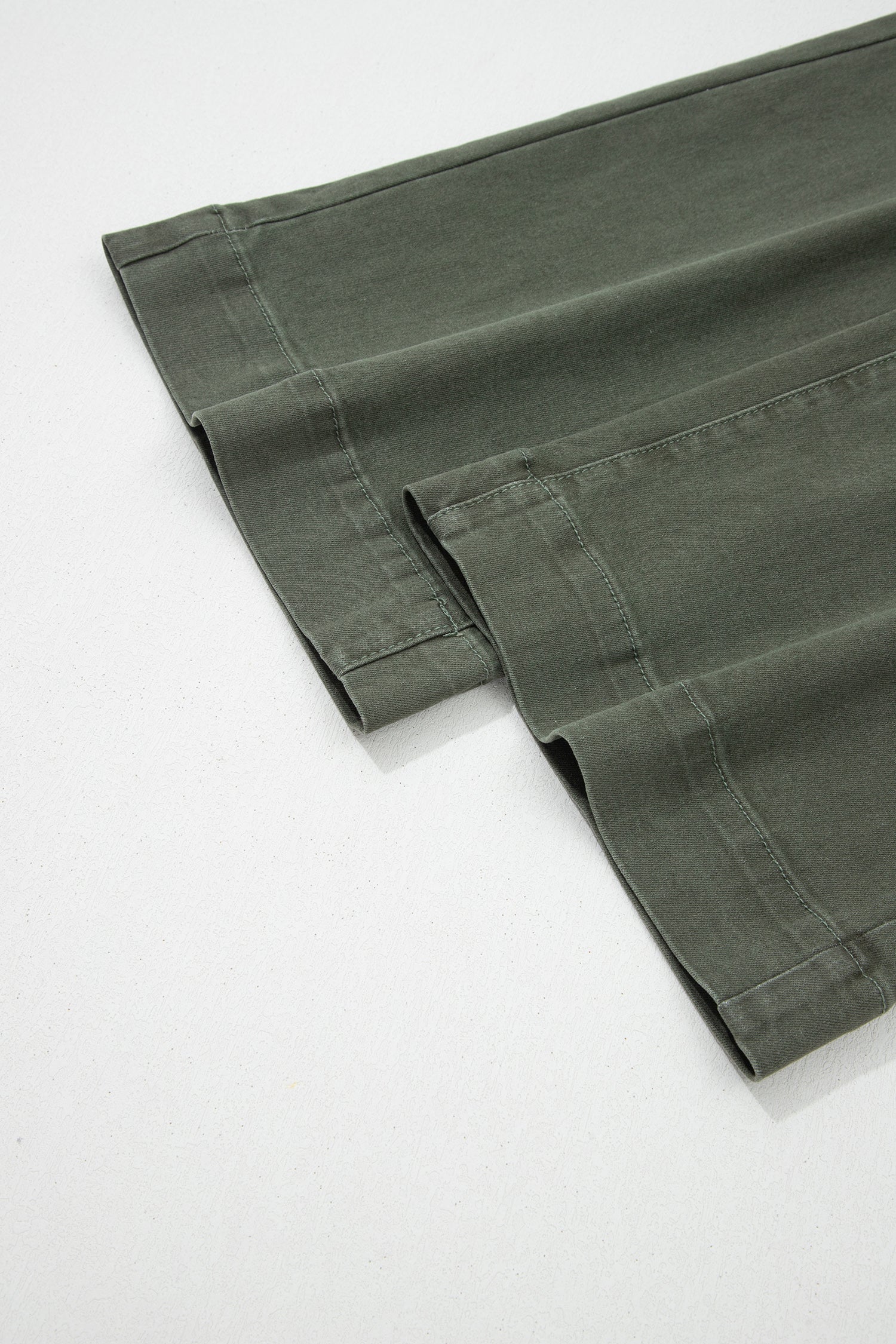 Mist Green 2-Button High Waist Flared Bottom Jeans - Cowaa