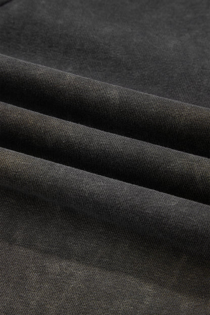 Dark Grey Plus Size Leopard Patchwork Mineral Wash Wide Leg Pants