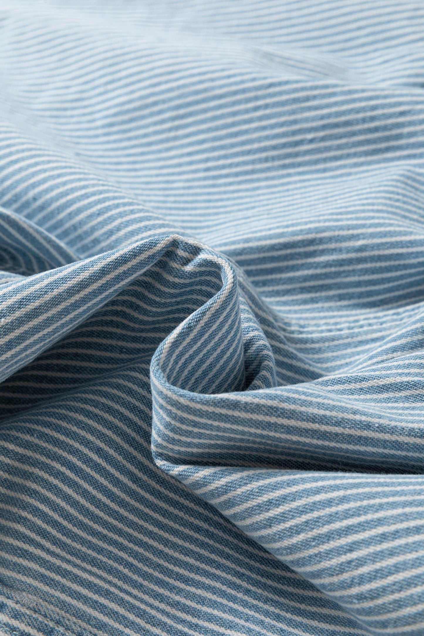 Sky Blue Stripe Drawstring Elastic Waist Casual Denim Shorts - Cowaa