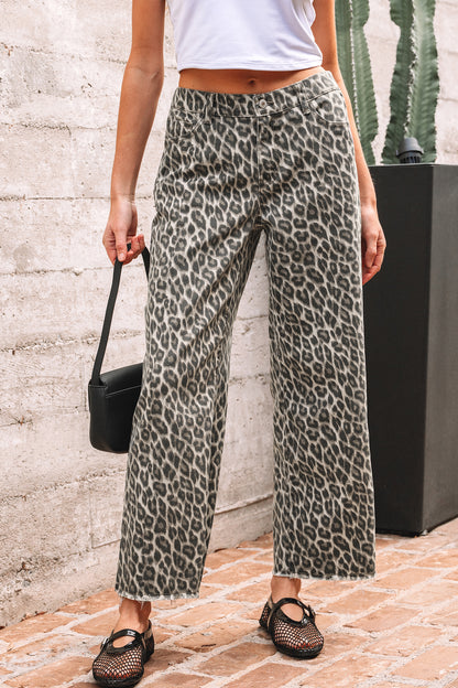 Yellow Leopard Straight Loose Leg Jeans - Cowaa