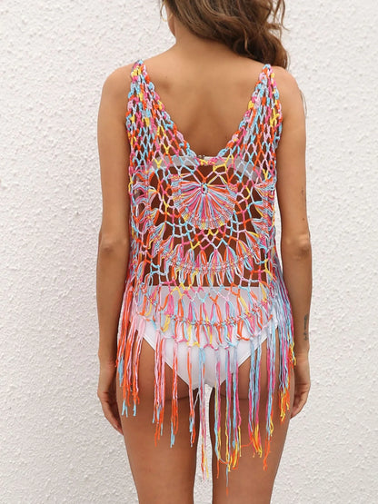 Crochet Fringe Beach Cover Up.