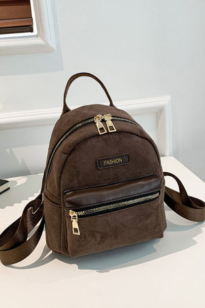 Suede Adjustable Strap Backpack Bag - Cowaa