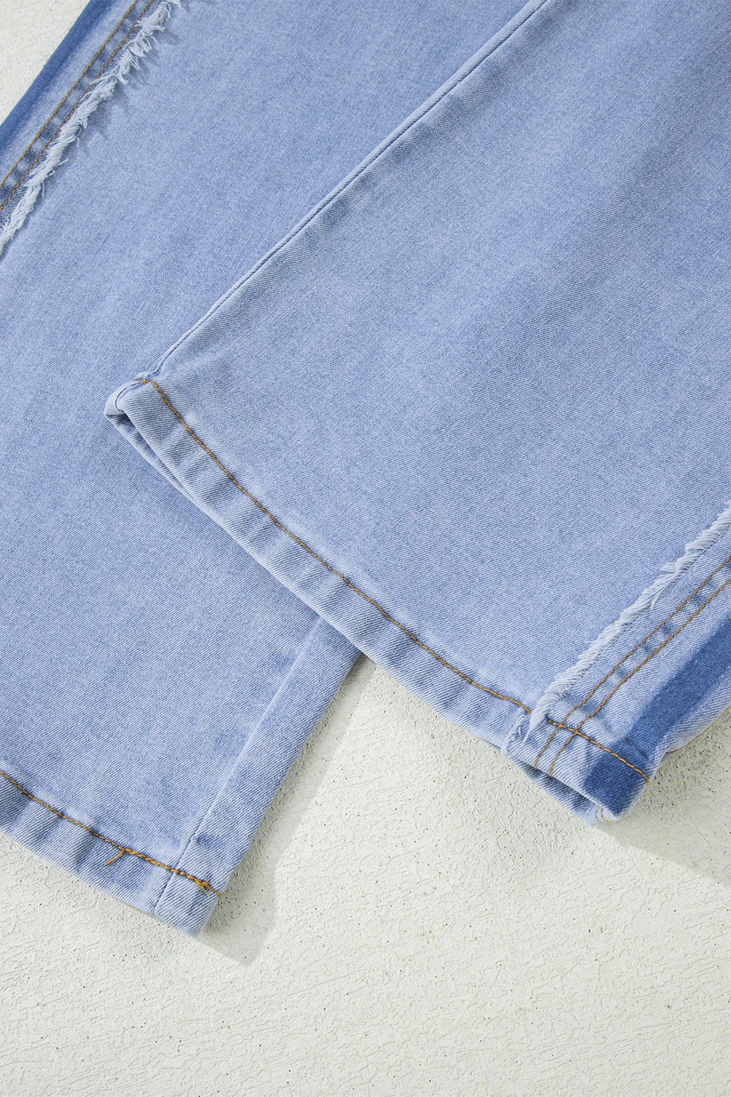 Beau Blue Contrast Stripe Frayed Side Panel Patchwork Shift Jeans - Cowaa