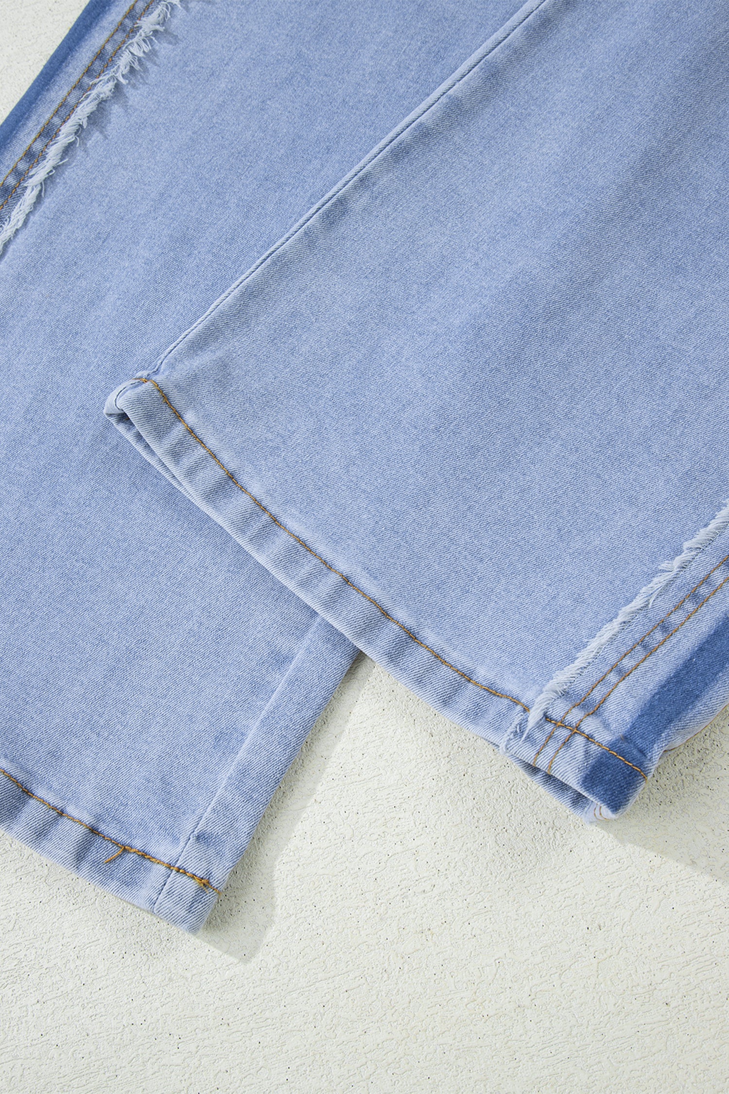 Beau Blue Contrast Stripe Frayed Side Panel Patchwork Shift Jeans - Cowaa