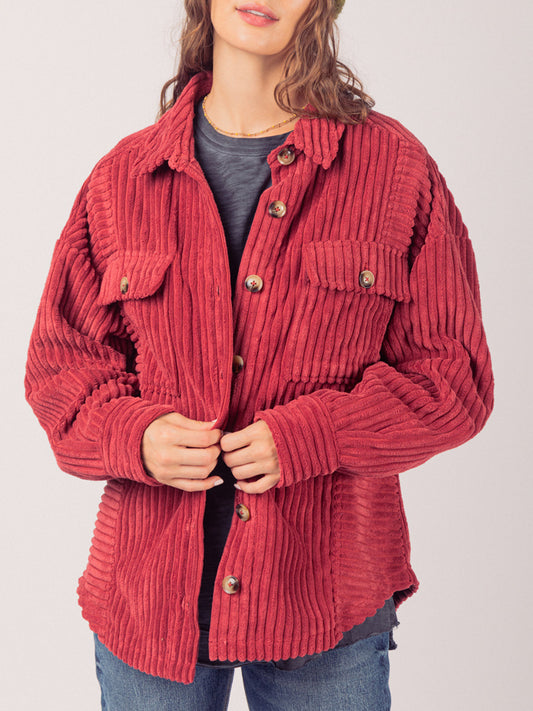 Button Up Long Sleeve Corduroy Shirt