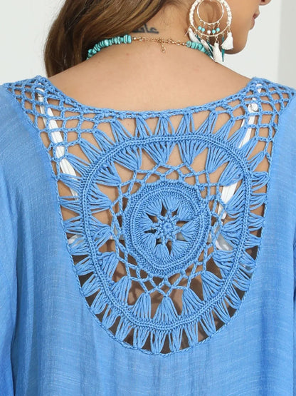Tassel Crochet Round Neck Cover-Up.