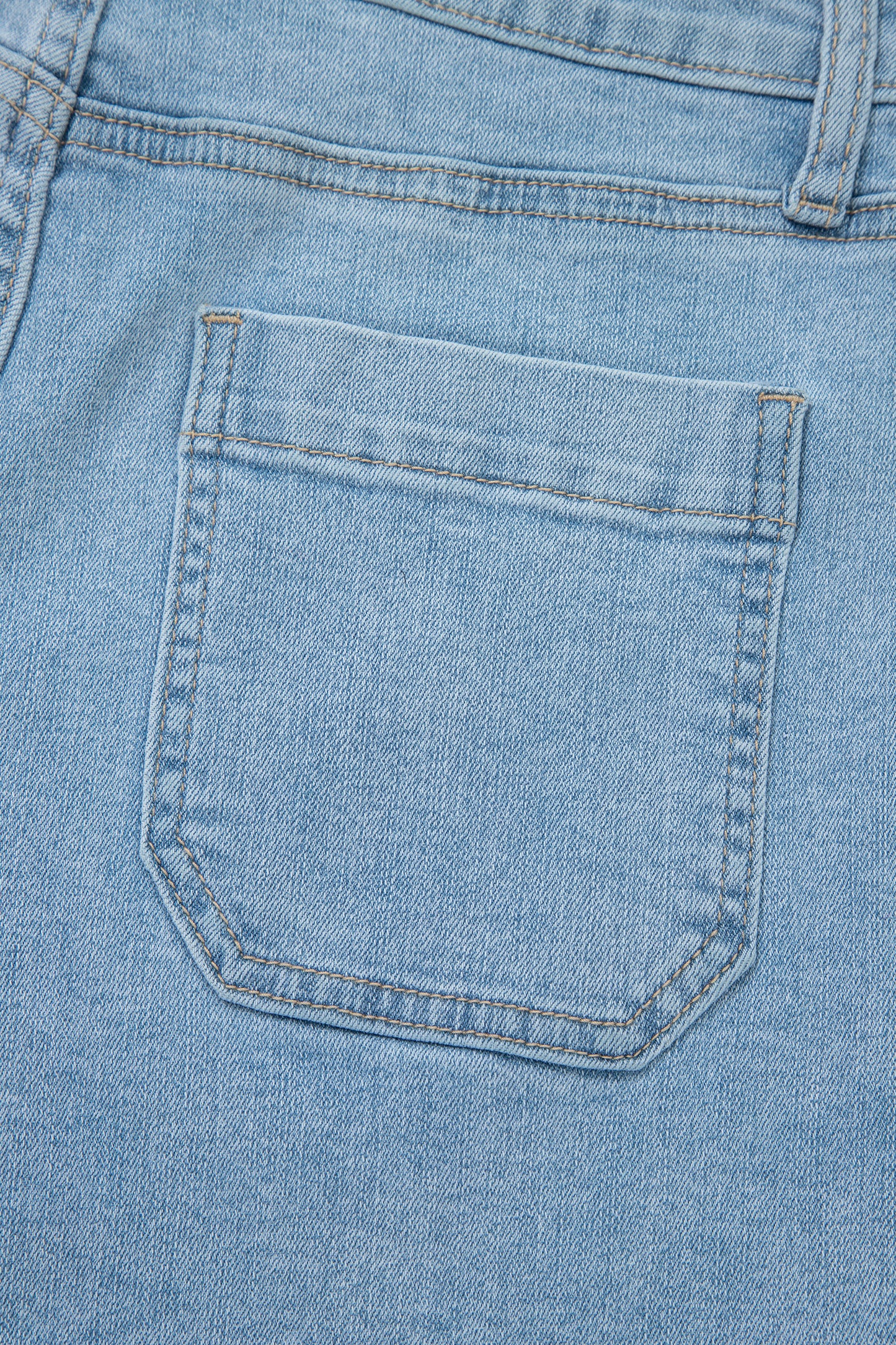 Myosotis High Rise Patch Pocket Denim Shorts - Cowaa