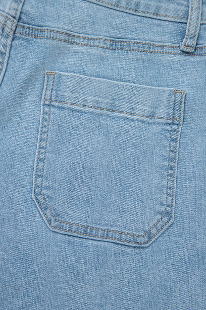 Myosotis High Rise Patch Pocket Denim Shorts - Cowaa
