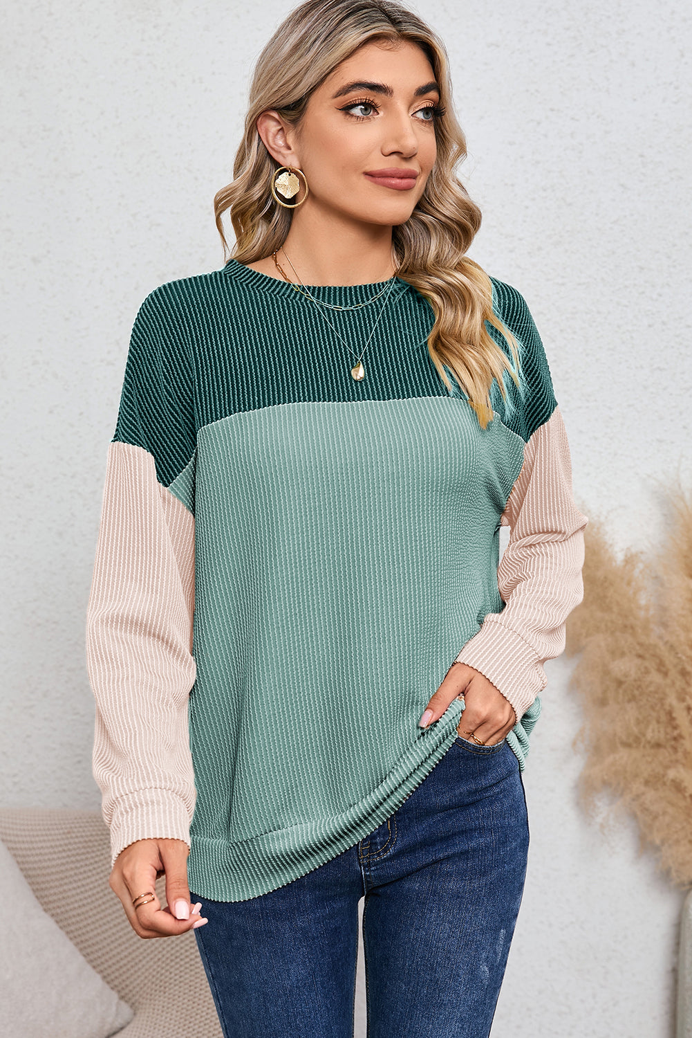 Corduroy Long Sleeve Top - Cowaa