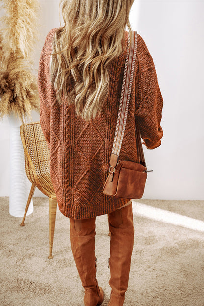 Knit Loose Fit Sweater Dress - Cowaa