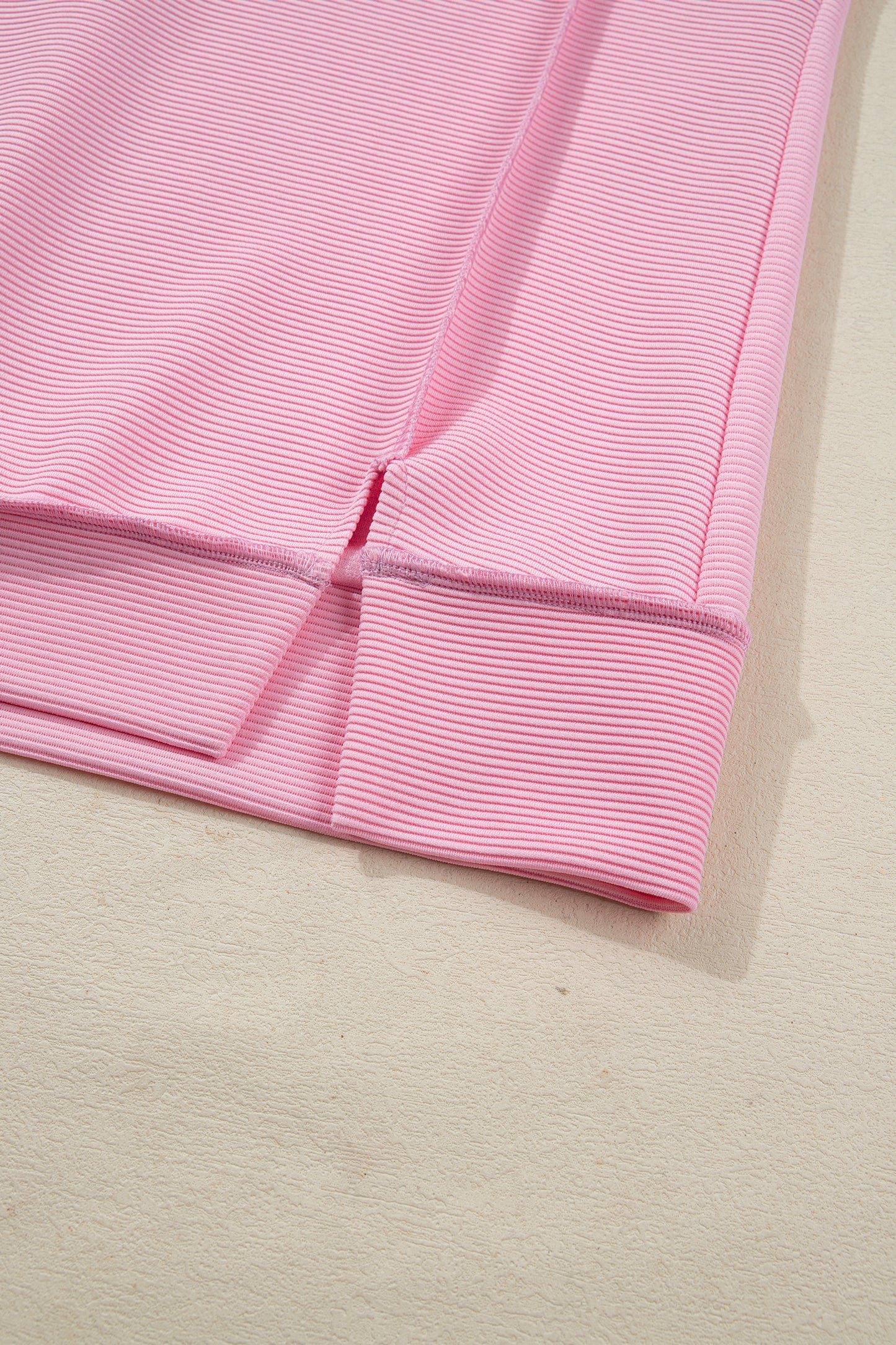 Pink Horizontal Ribbed Exposed Seam Detail Drop Shoulder Baggy Pullover