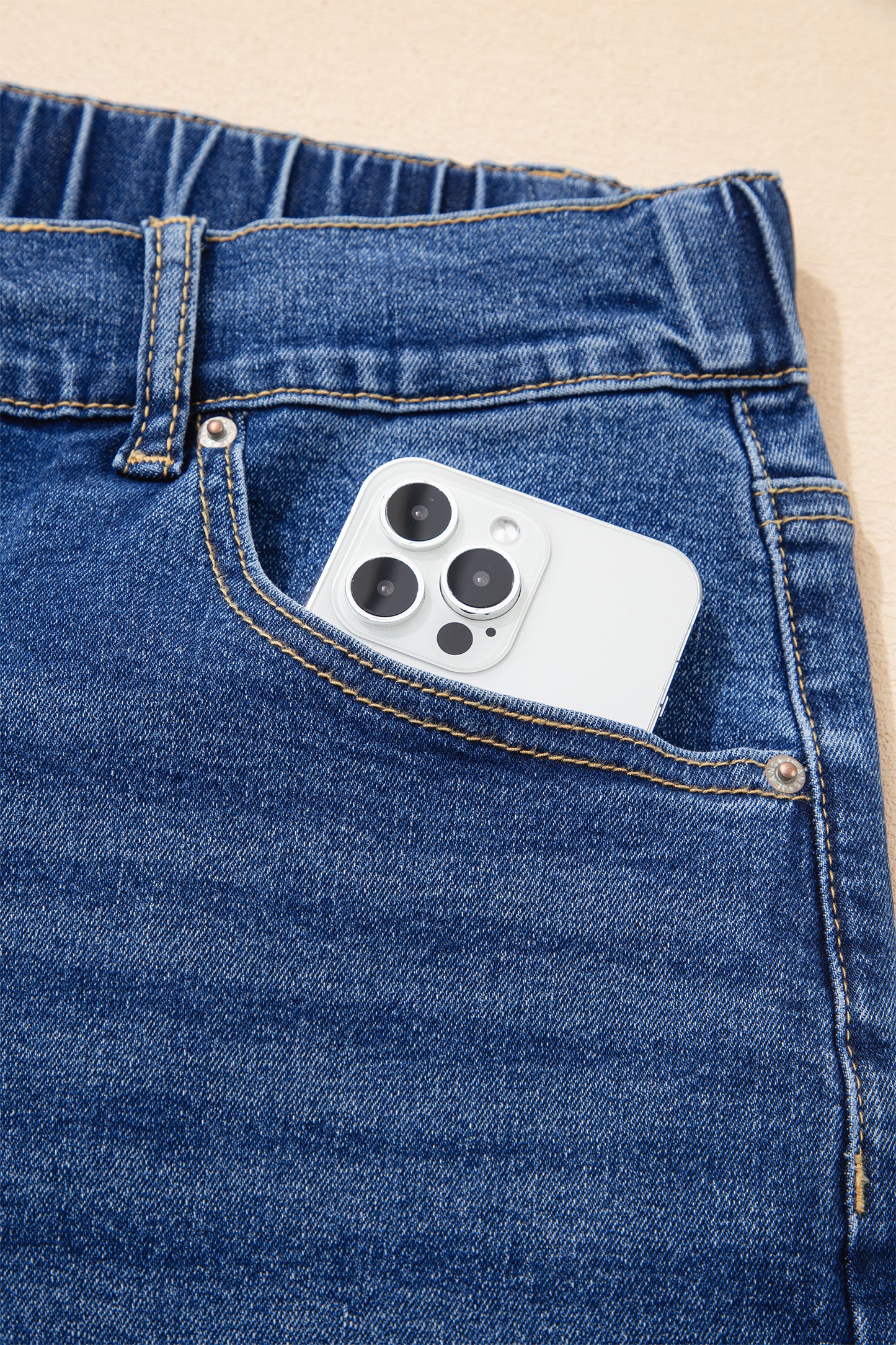 Dark Blue Acid Wash Contrast Lace-up Plus Size Jeans