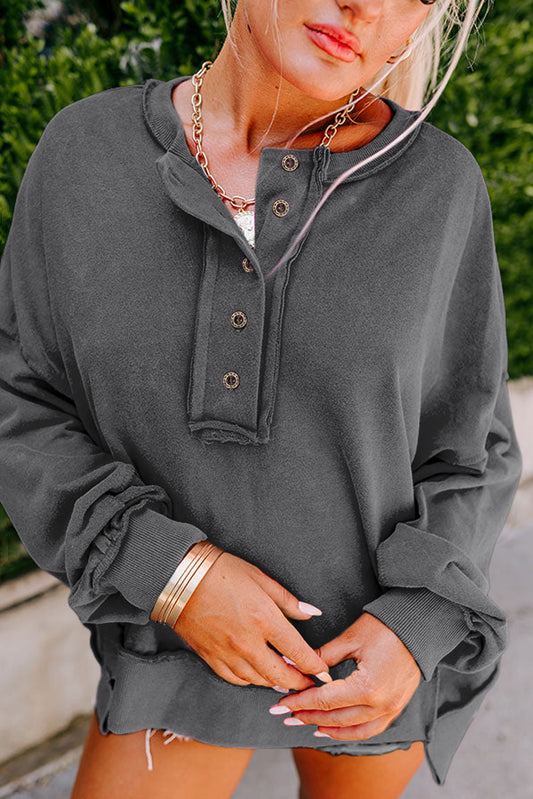 Slouchy Drop Shoulder Sweatshirt - Cowaa