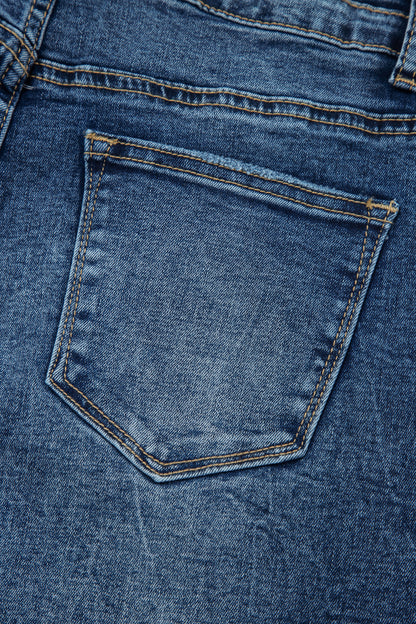 Sail Blue Acid Wash Pocket Detail Flare Jeans