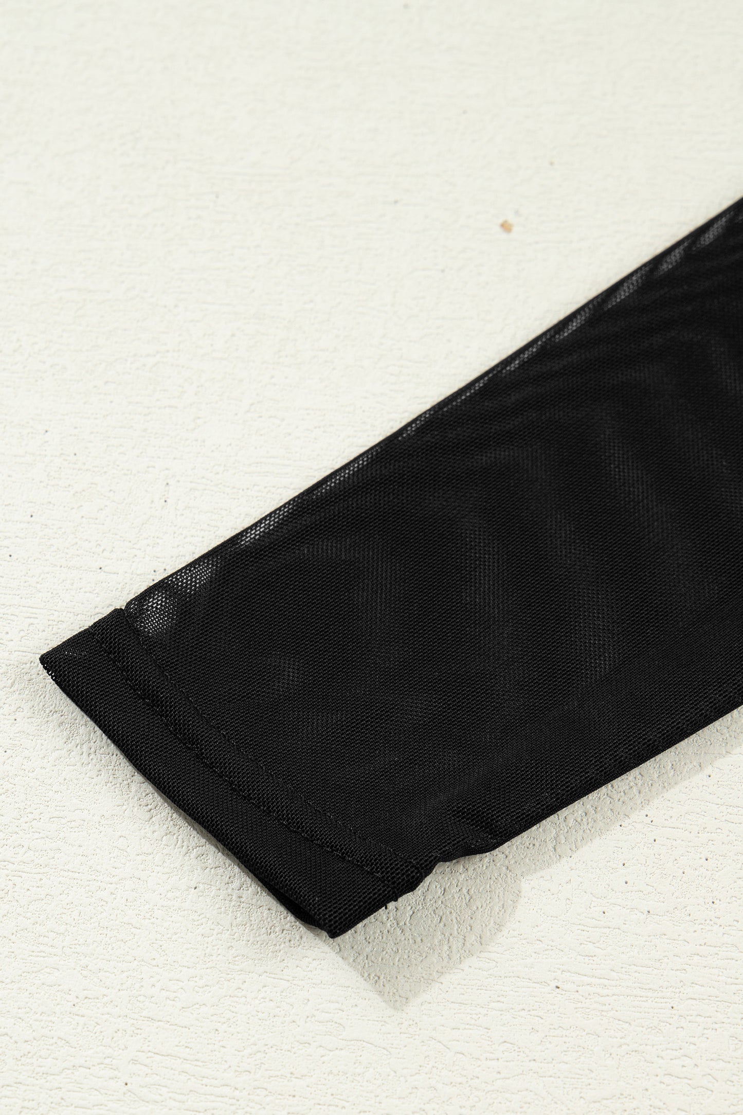 Black Sheer Mesh Patchwork High Neck Long Sleeve Top