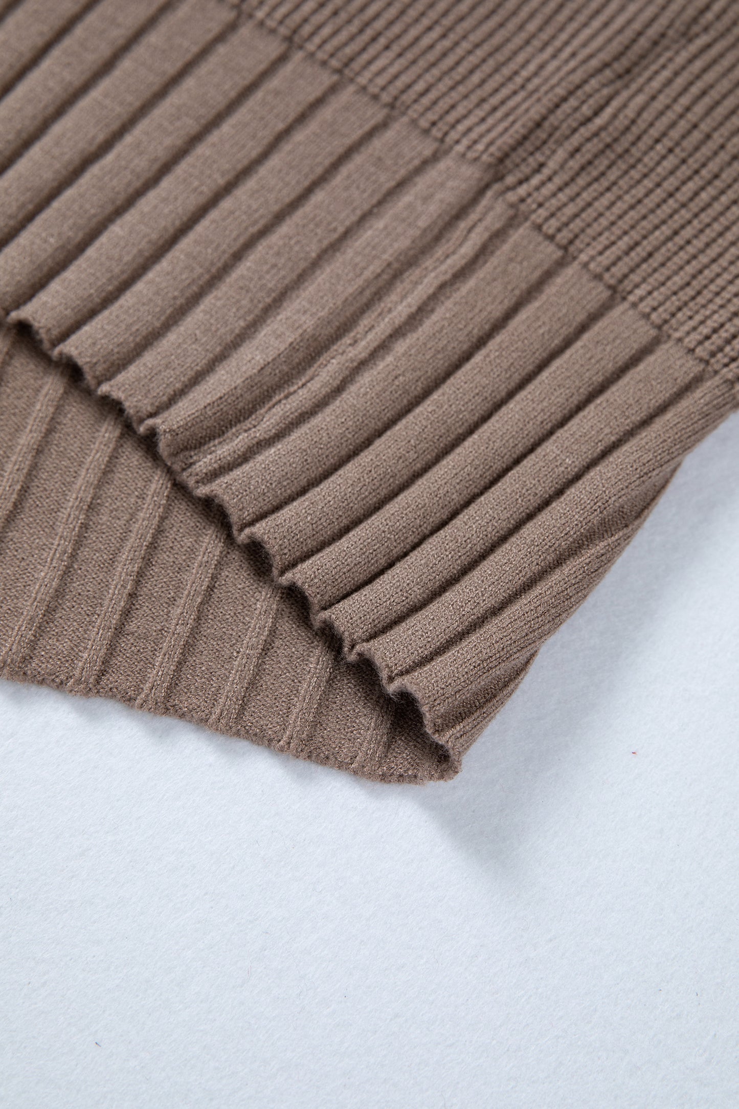 Light Pink Mixed Texture Knit Button V Neck Sweater Cardigan - Cowaa