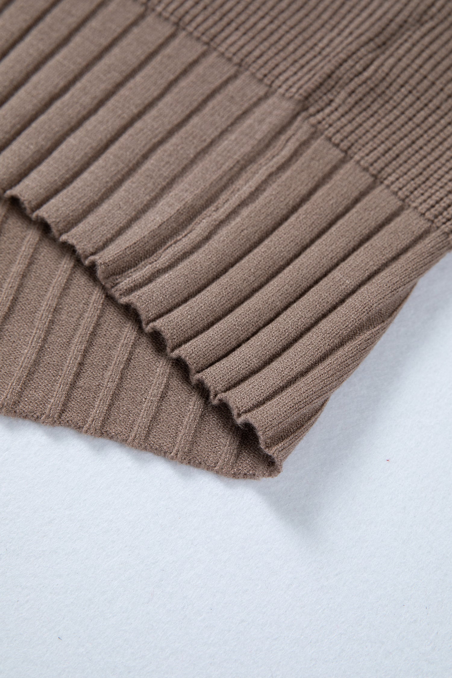 Light Pink Mixed Texture Knit Button V Neck Sweater Cardigan - Cowaa