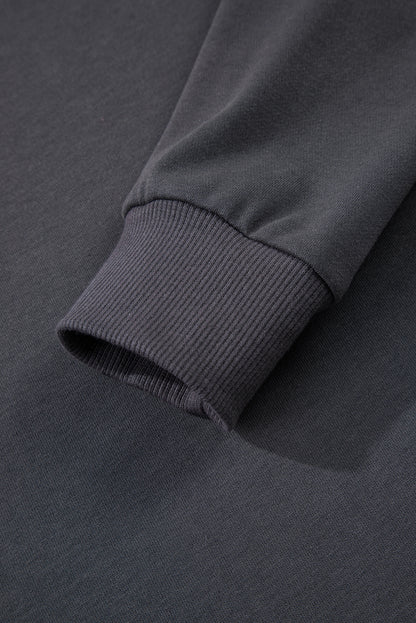 Dark Grey Varsity Striped Detail Drop Shoulder Oversized Sweatshirt