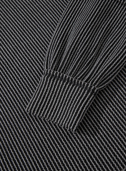 Dark Grey Corded Lantern Sleeve Top High Waist Ruffled Mini Skirt Set