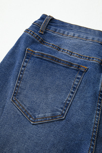 Real Teal Raw Hem Unique Cuffs Straight High Rise Loose Jeans