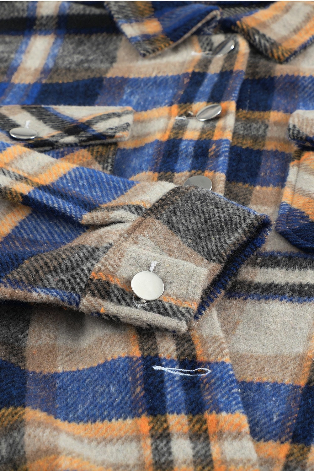 Plaid Button Front Pocket Shirt Shacket - Cowaa