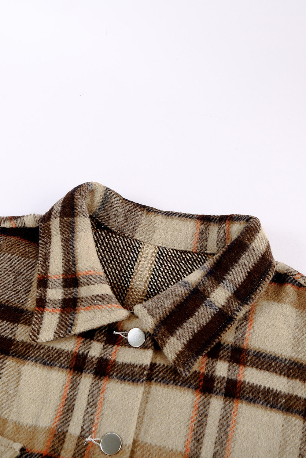 Plaid Button Front Pocket Shirt Shacket - Cowaa