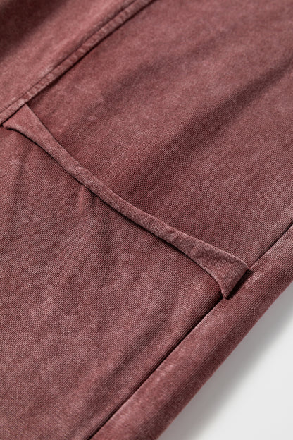 Wild Ginger Mineral Wash Lace-up High Waist Raw Hem Patched Pocket Pants - Cowaa