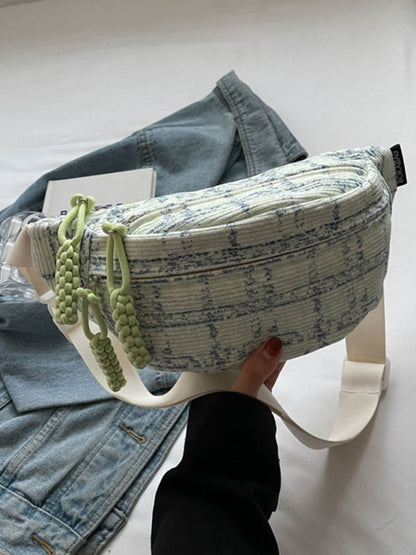 Contrast Plaid Polyester Crossbody Bag - Cowaa