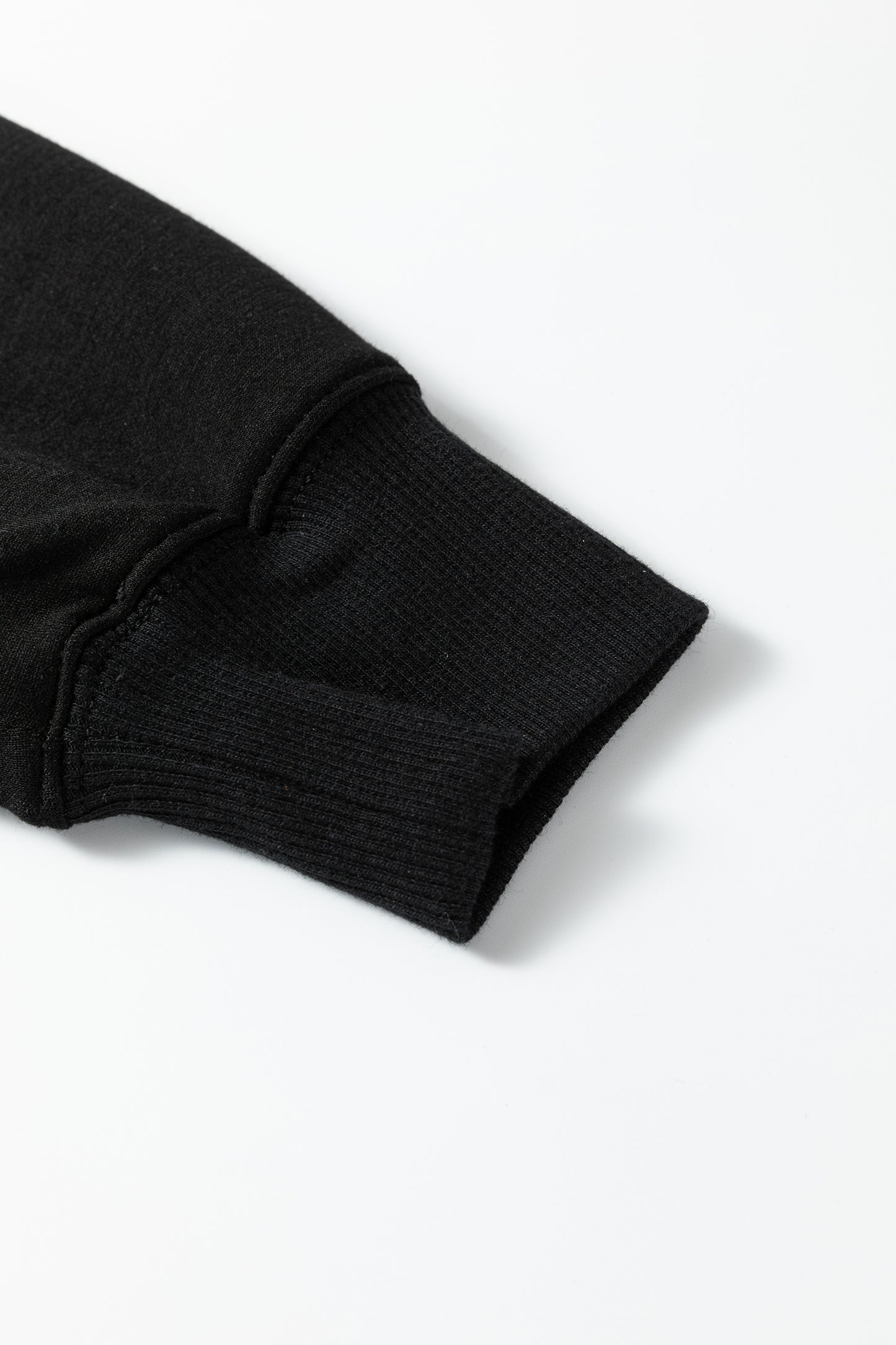 Bristol Black Collared V Neck Pullover Sweatshirt Sweatpants Set - Cowaa