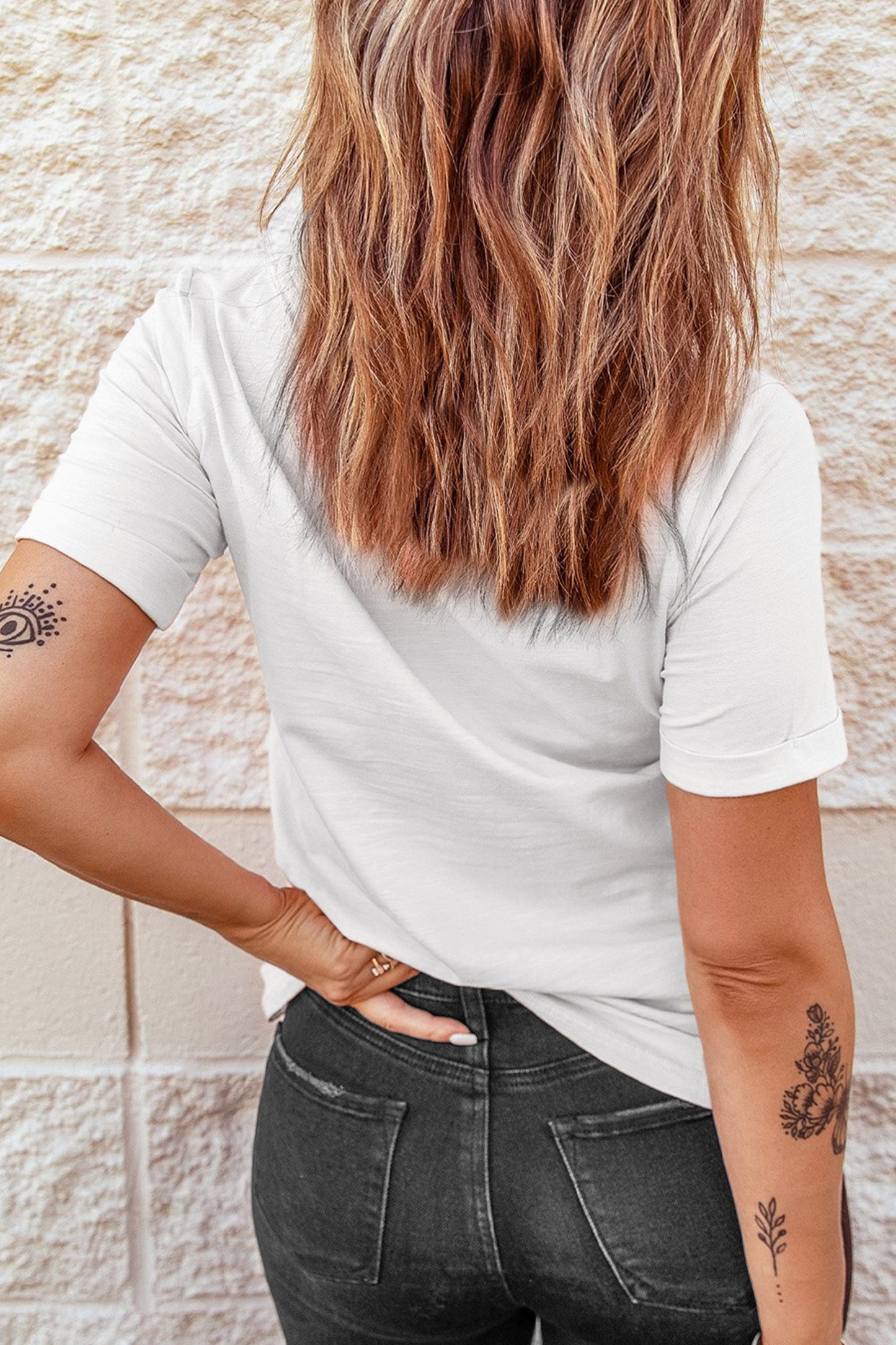 White Embroidered Pumpkin Bow Round Neck Short Sleeve T-Shirt