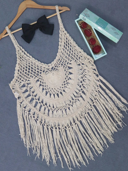 Crochet Fringe Beach Cover Up.
