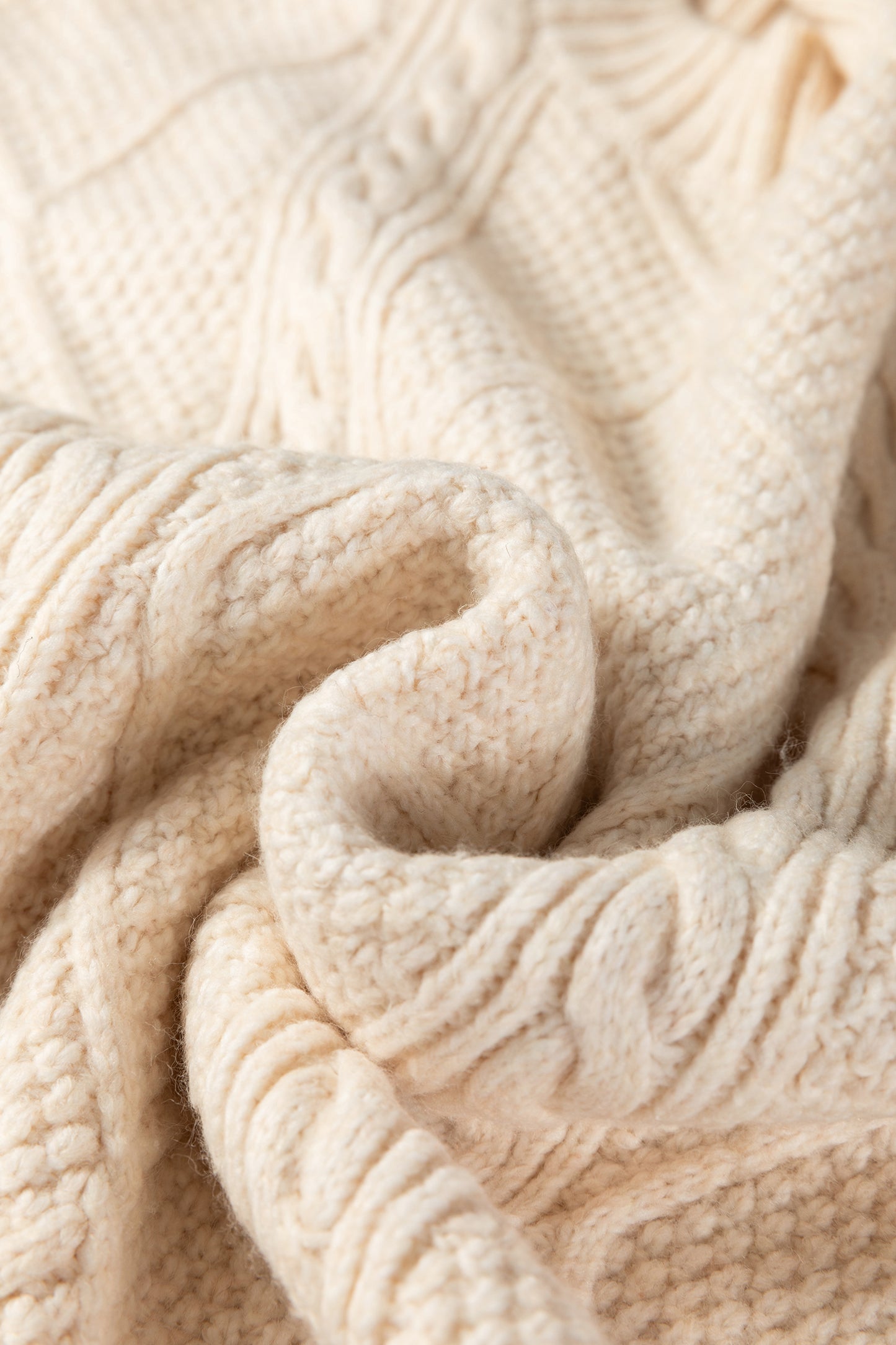 Oatmeal Cable Knit Drop Shoulder Loose Fit Sweater Dress