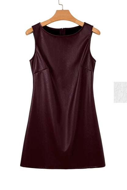 Wild Ginger Vegan Leather Sleeveless Mini Dress - Cowaa