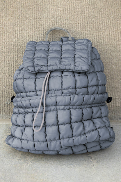 Solid Flapped Quilted Puffer Backpack