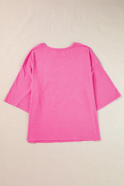 White Colorblock Star Patched Half Sleeve Oversized Tee - Cowaa