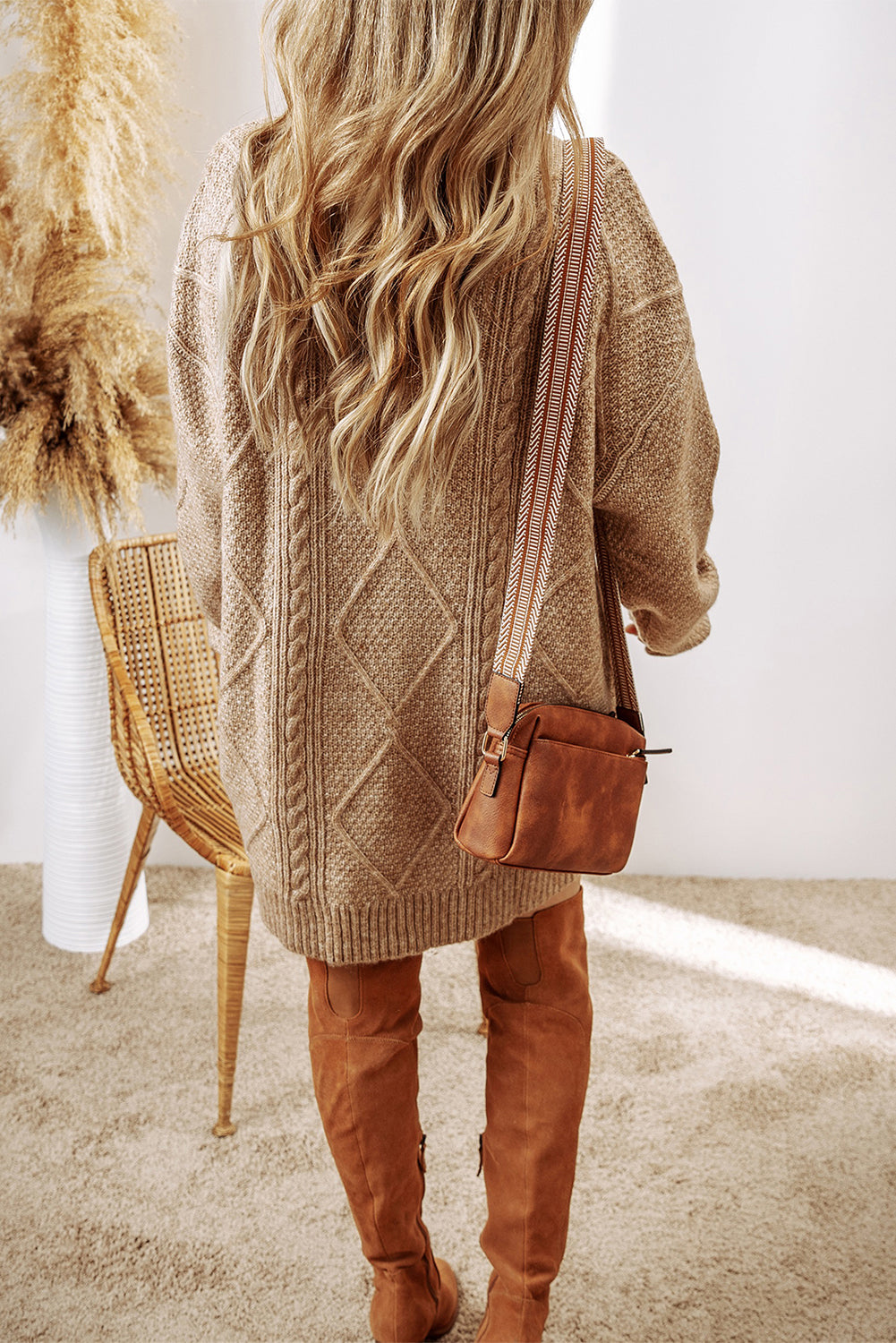 Knit Loose Fit Sweater Dress - Cowaa