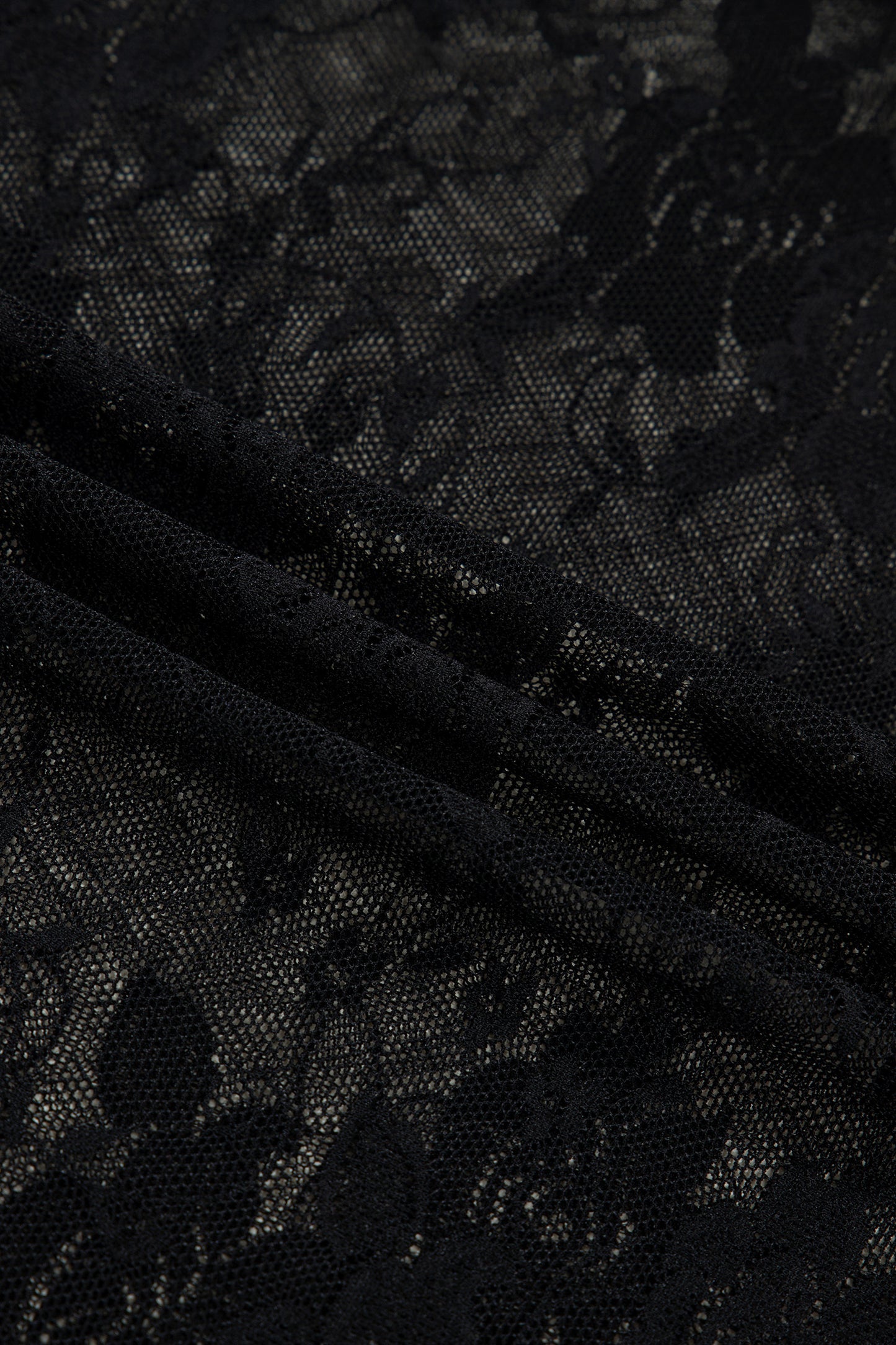 Black Floral Lace Mesh Short Sleeve Sheer Top