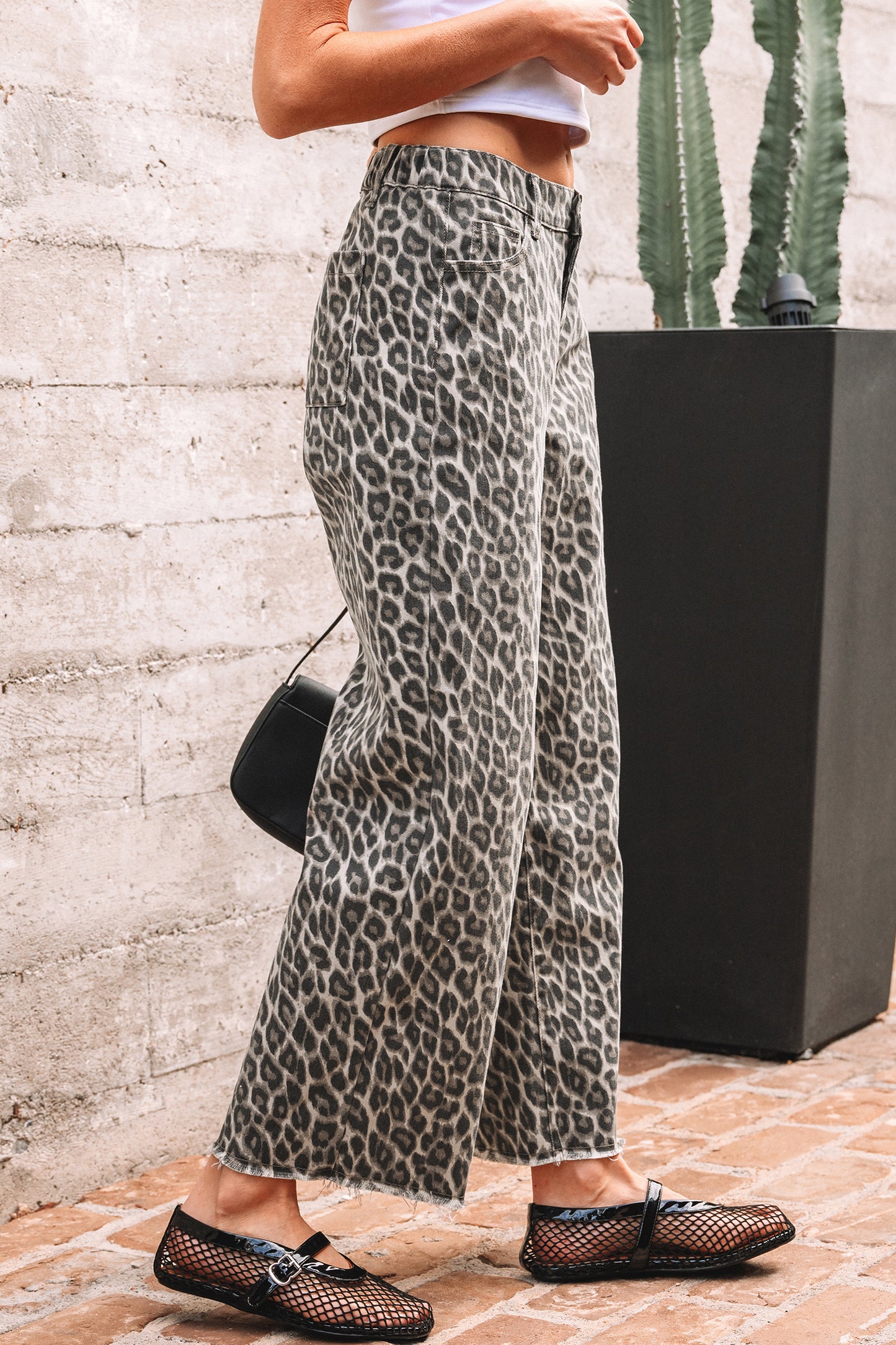 Yellow Leopard Straight Loose Leg Jeans - Cowaa