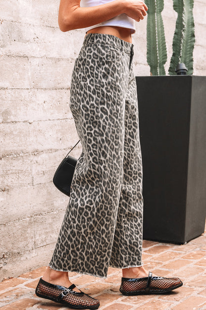 Yellow Leopard Straight Loose Leg Jeans - Cowaa