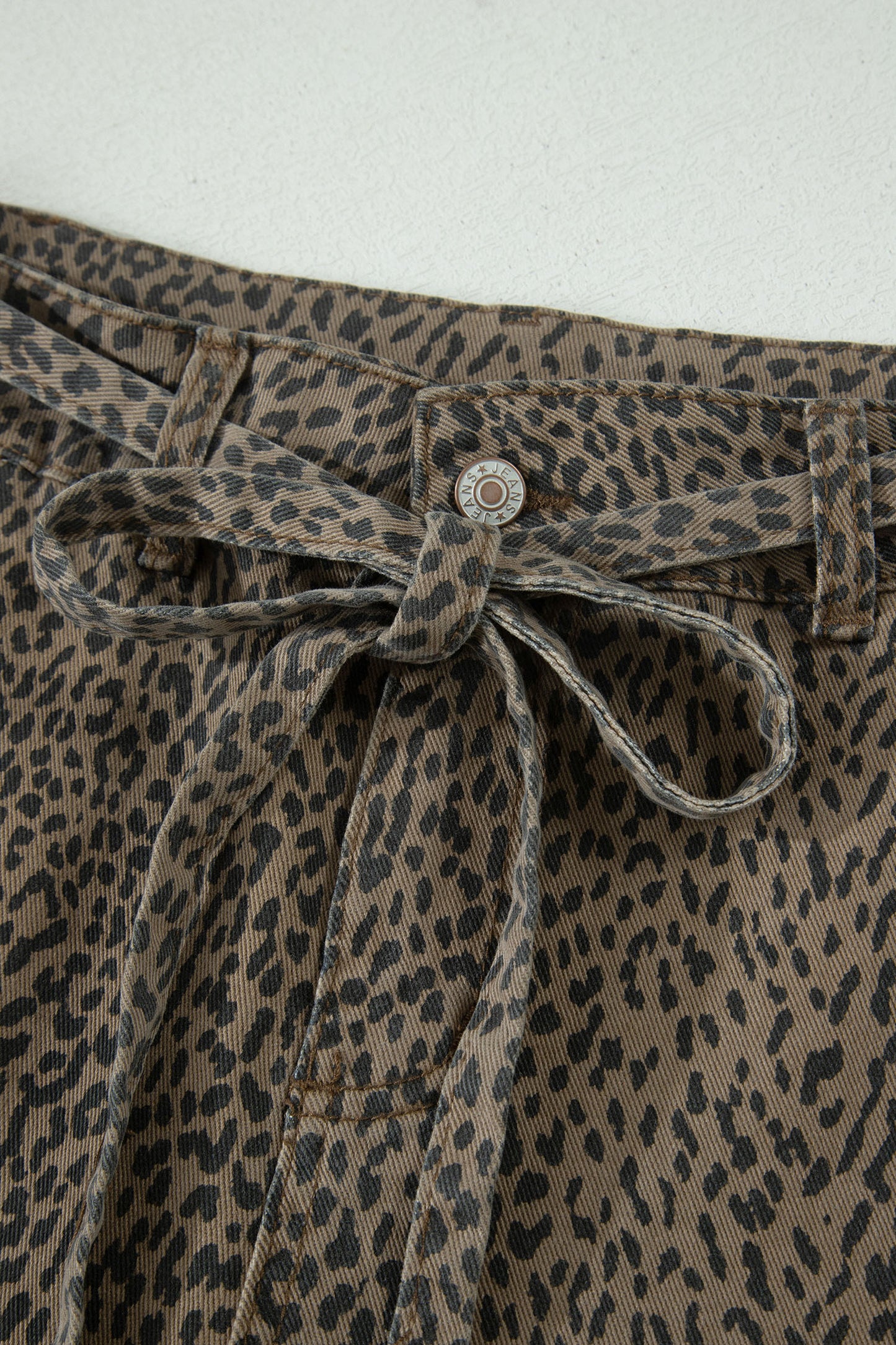 Black Leopard Print Loose Denim Shorts - Cowaa