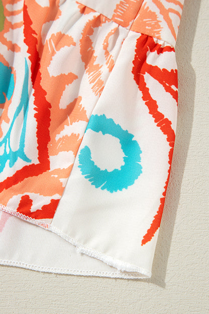 White Ethnic Print Boho Button Tiered Mini Dress - Cowaa