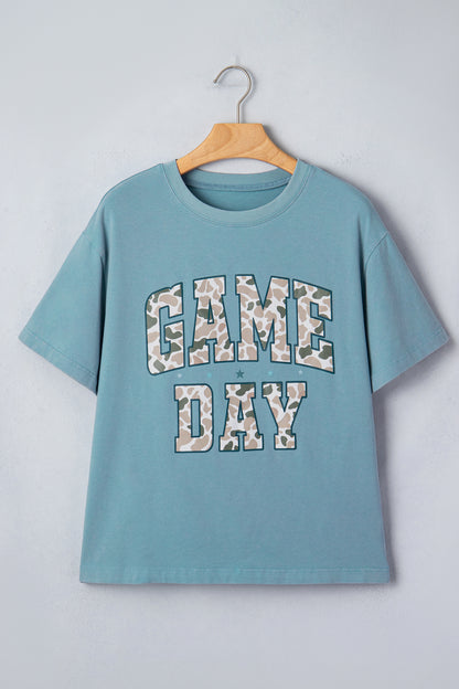 Stone Blue Camo GAME DAY Graphic T Shirt