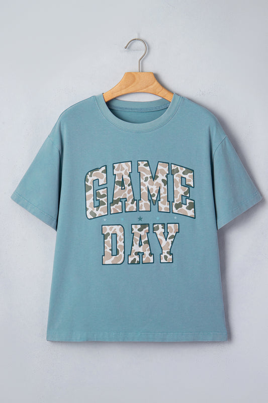 Stone Blue Camo GAME DAY Graphic T Shirt