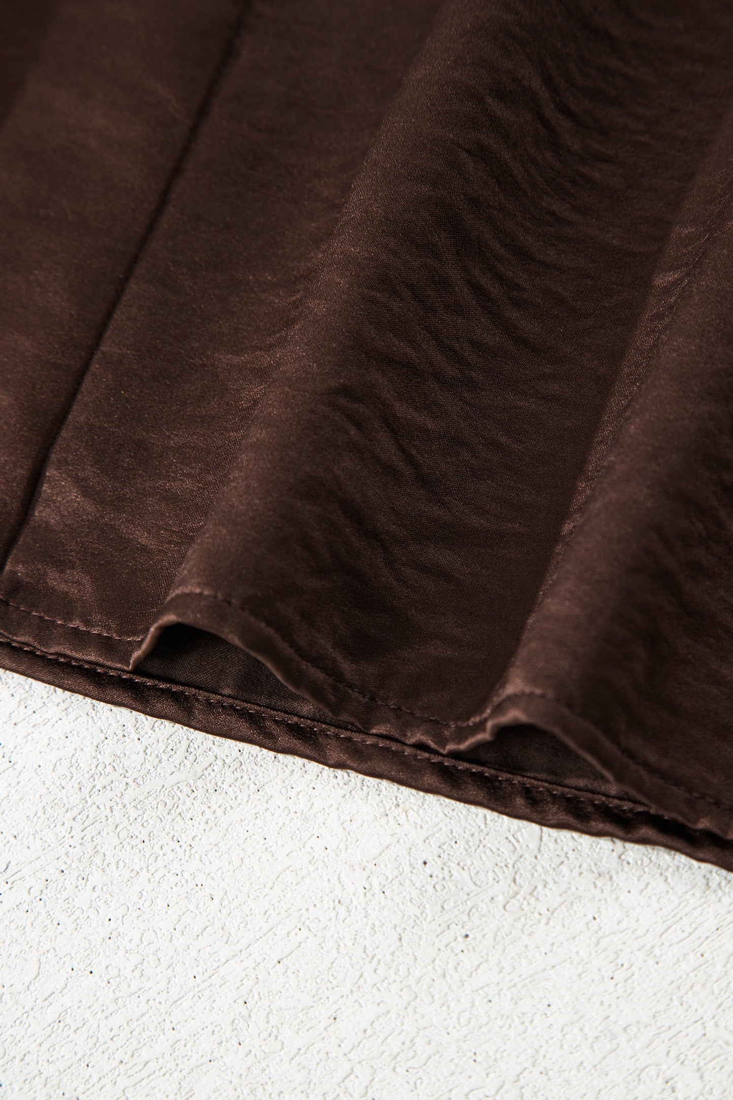 Dark Brown Braided V Neck Long Sleeve Loose Top and Drawstring High Waist Pants 2pcs Outfit - Cowaa