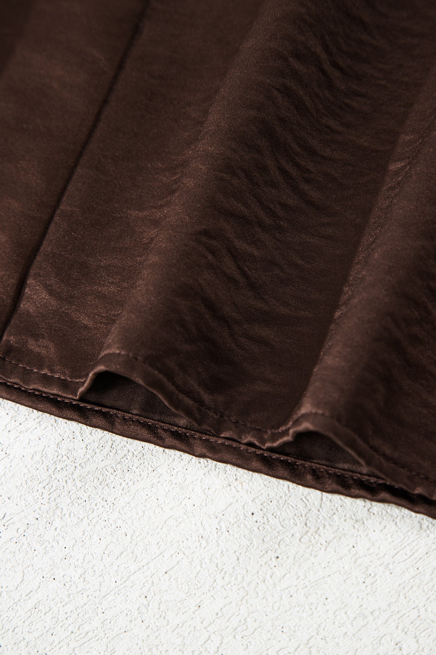 Dark Brown Braided V Neck Long Sleeve Loose Top and Drawstring High Waist Pants 2pcs Outfit - Cowaa