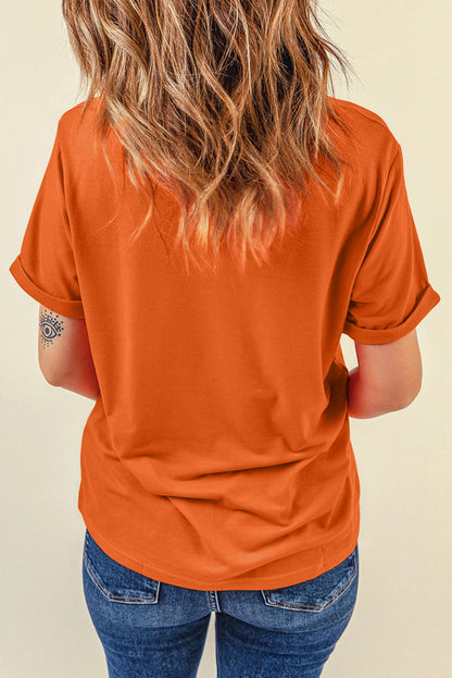 Orange BOO Leopard Letter Ghost Heat Transfer Printing Halloween T Shirt